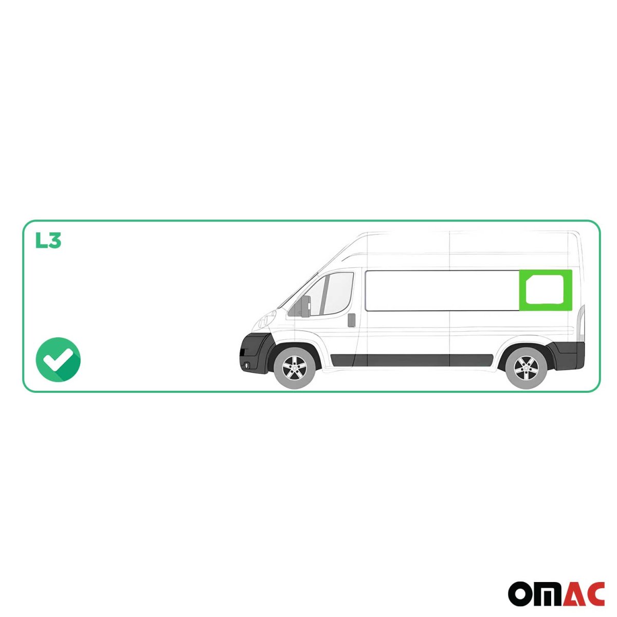 RAM PROMASTER Rear Side Fixed Glass - Omac - Left (L3) Galaxy - 2014-2025